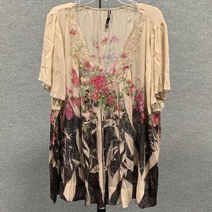 Sold - Floaty Floral Blouse with Lace Trim 2X